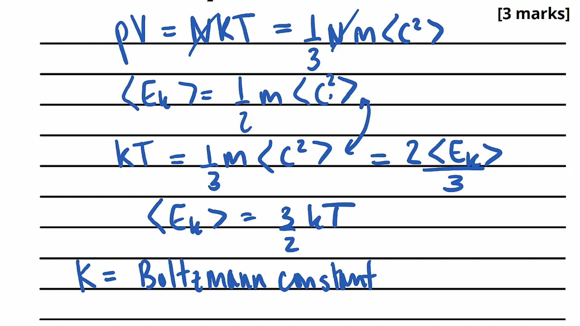 Kinetic and Internal Energy of an Ideal Gas Exam Question