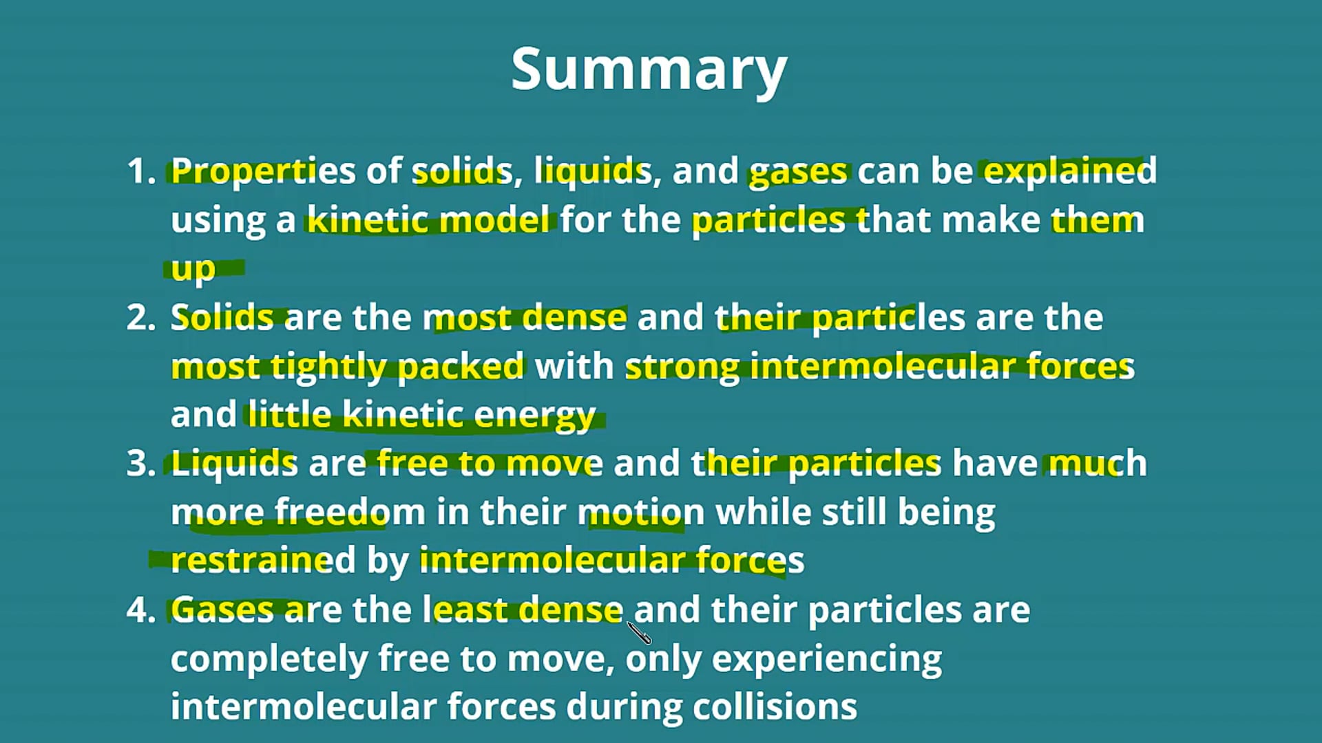Kinetic Model for States of Matter