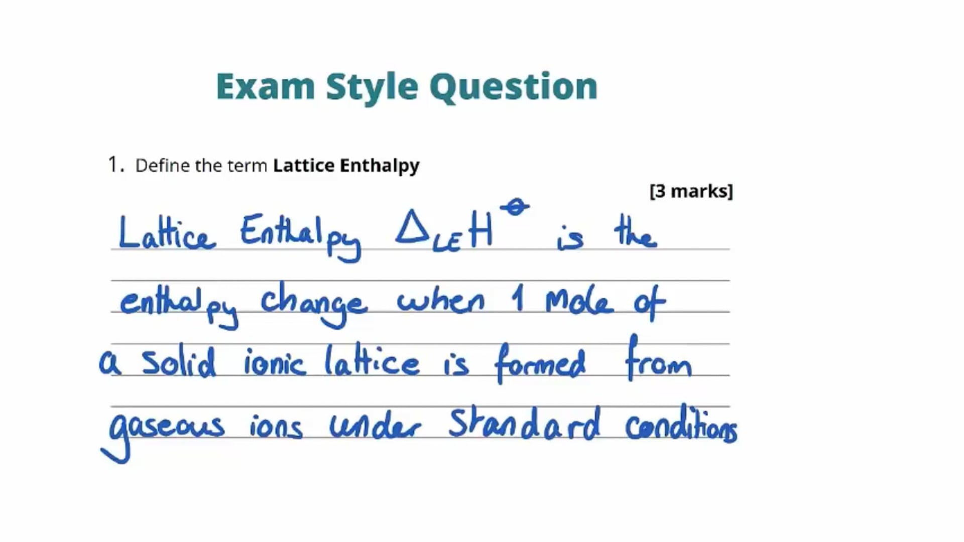 Lattice Enthalpy Exam Question