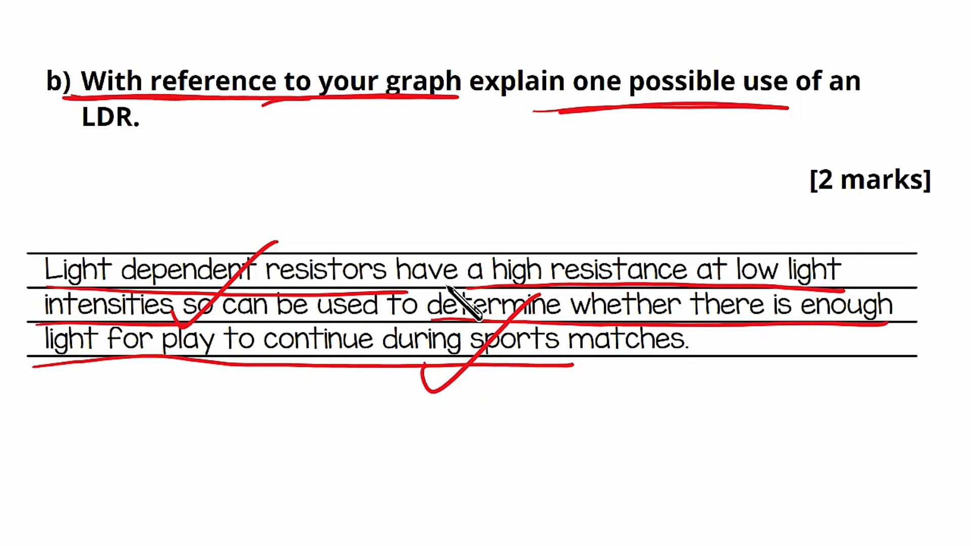 Light-Dependent Resistors Exam Question