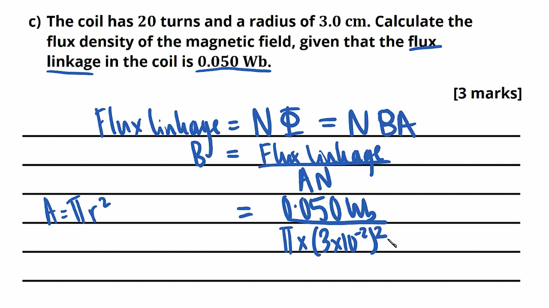Magnetic Flux and Magnetic Flux Linkage Exam Question
