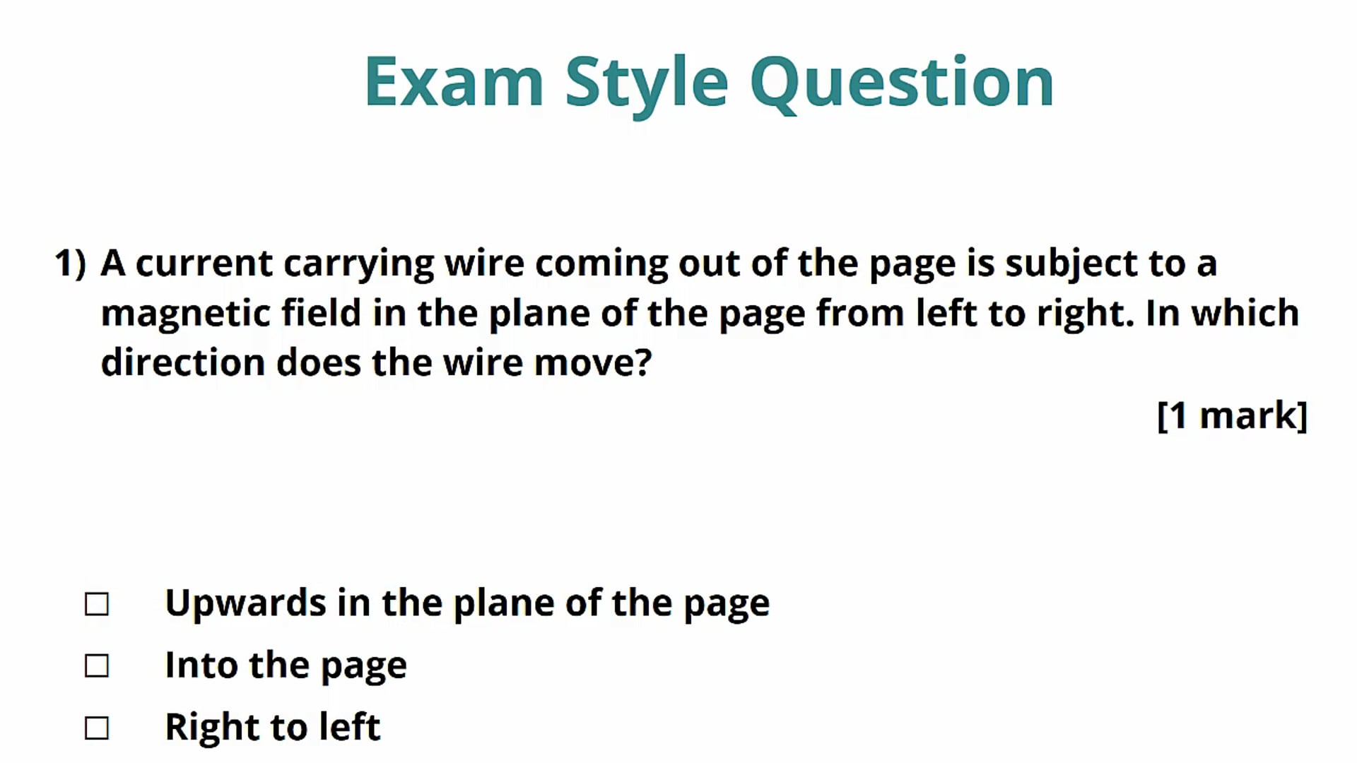 Magnetic Flux Density Exam Question