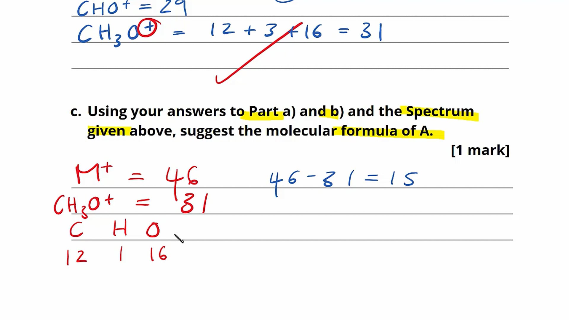 Mass Spectrometry Exam Question