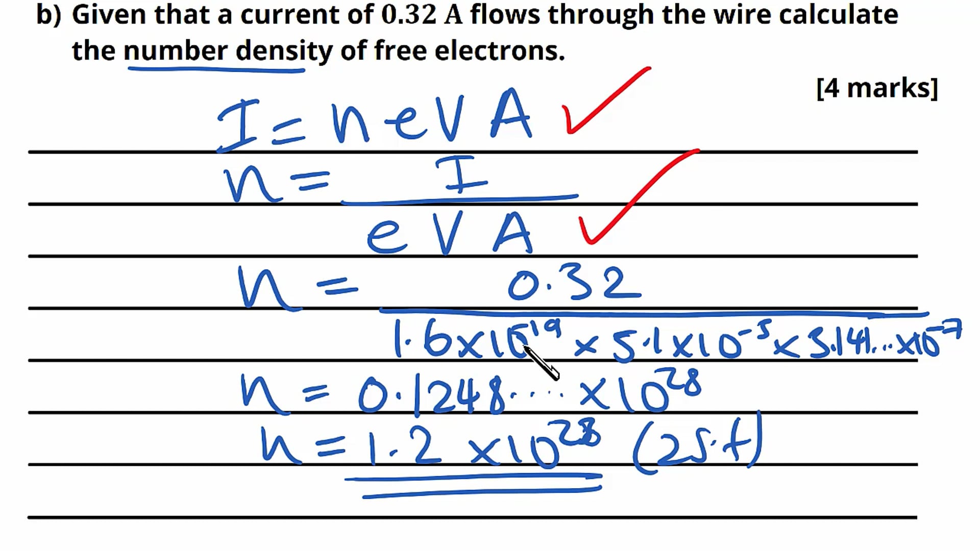 Mean Drift Velocity Exam Question