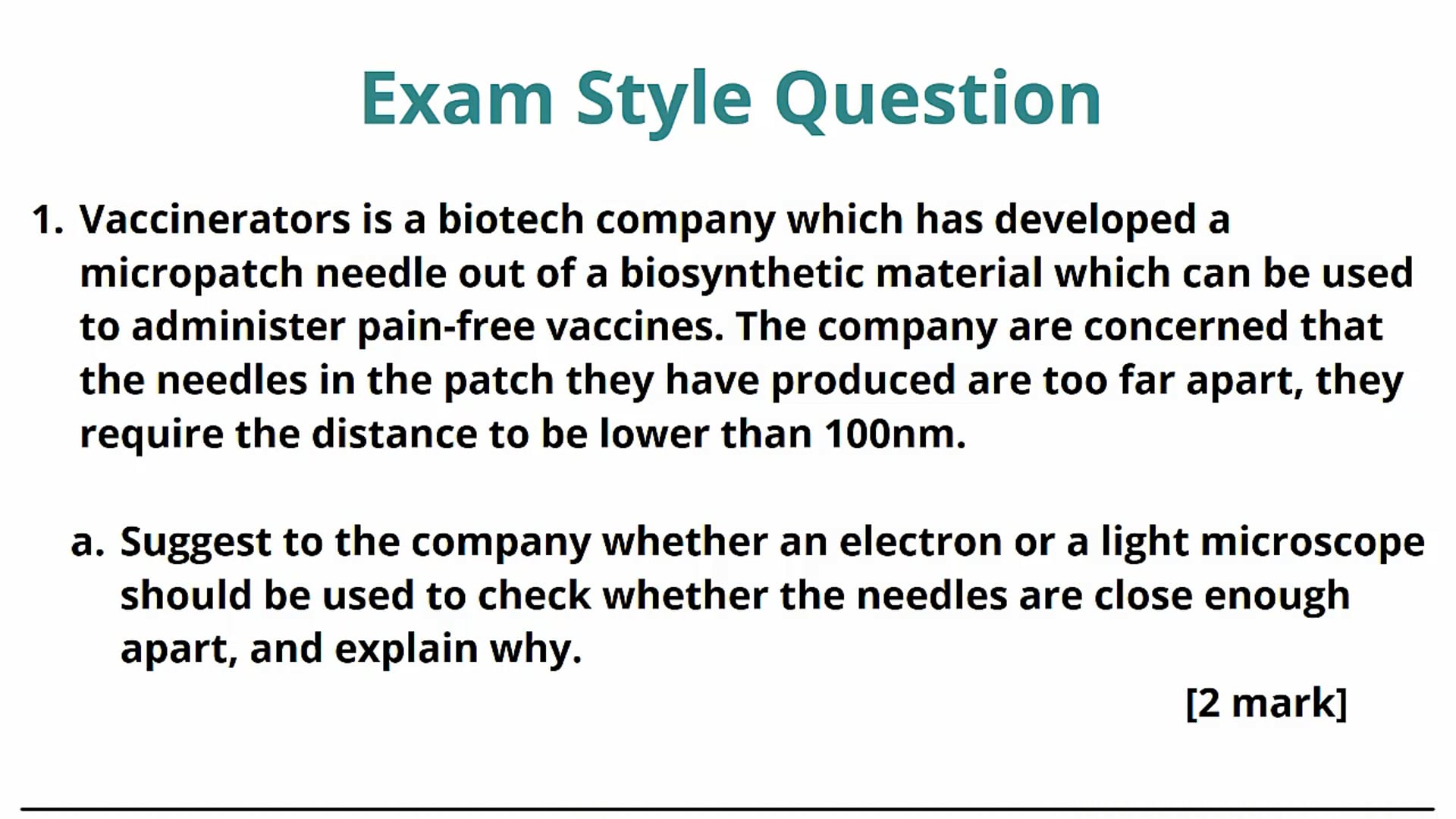 Microscopes Exam Question