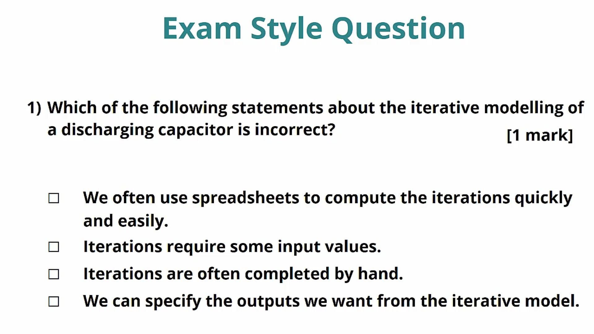Modelling a Discharging Capacitor Exam Question