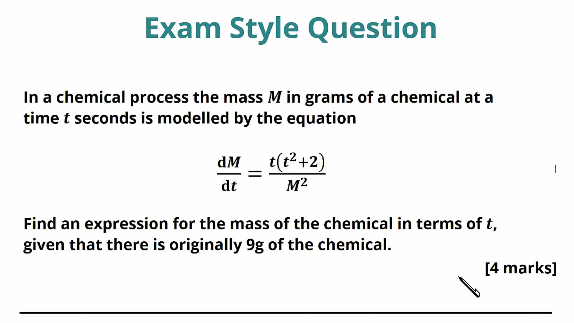 Modelling with Differential Equations Exam Question