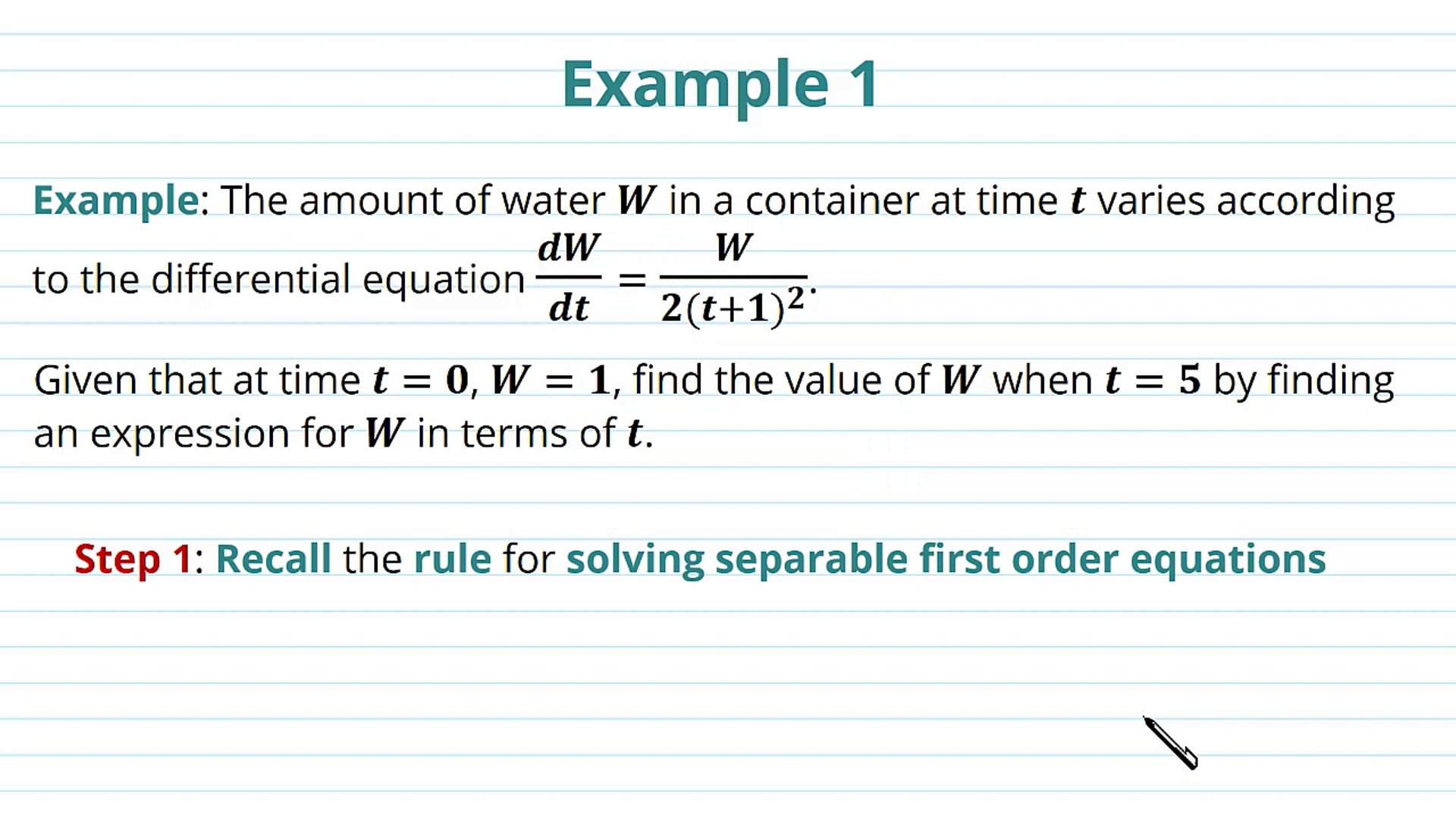 Modelling with Differential Equations Examples