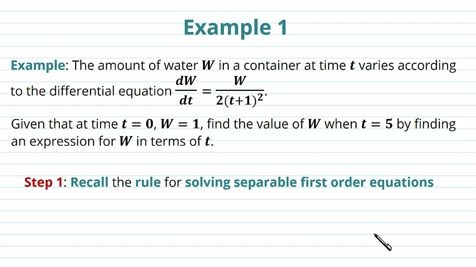 Modelling with Differential Equations Examples