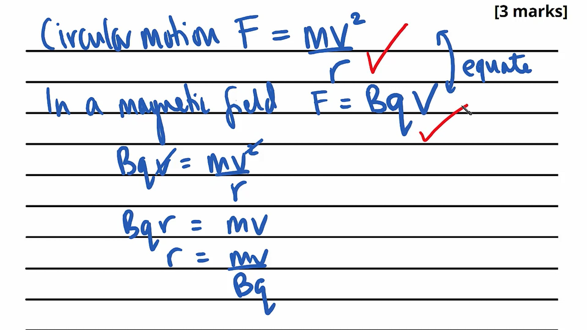 Moving Charges in a Magnetic Field Exam Question