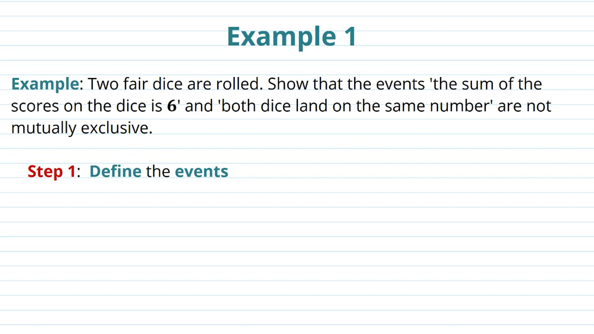 Mutually Exclusive Events Examples