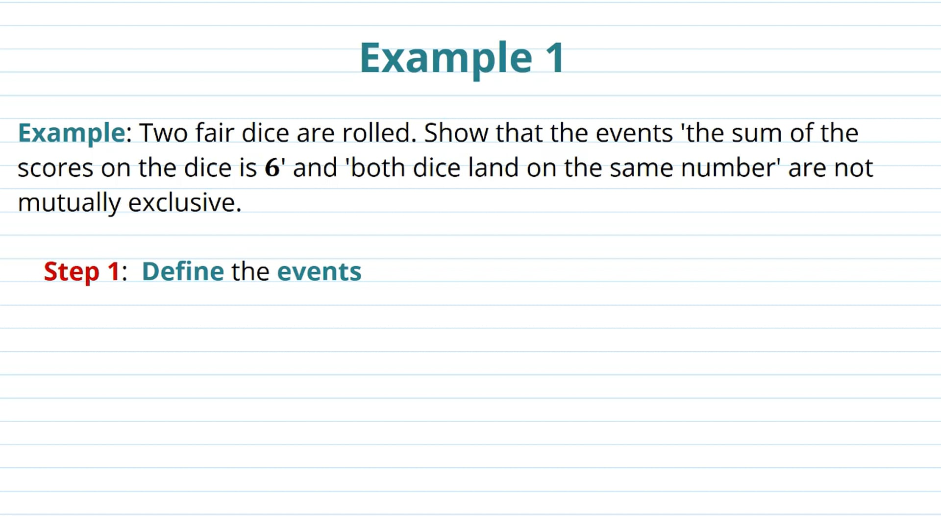 Mutually Exclusive Events Examples