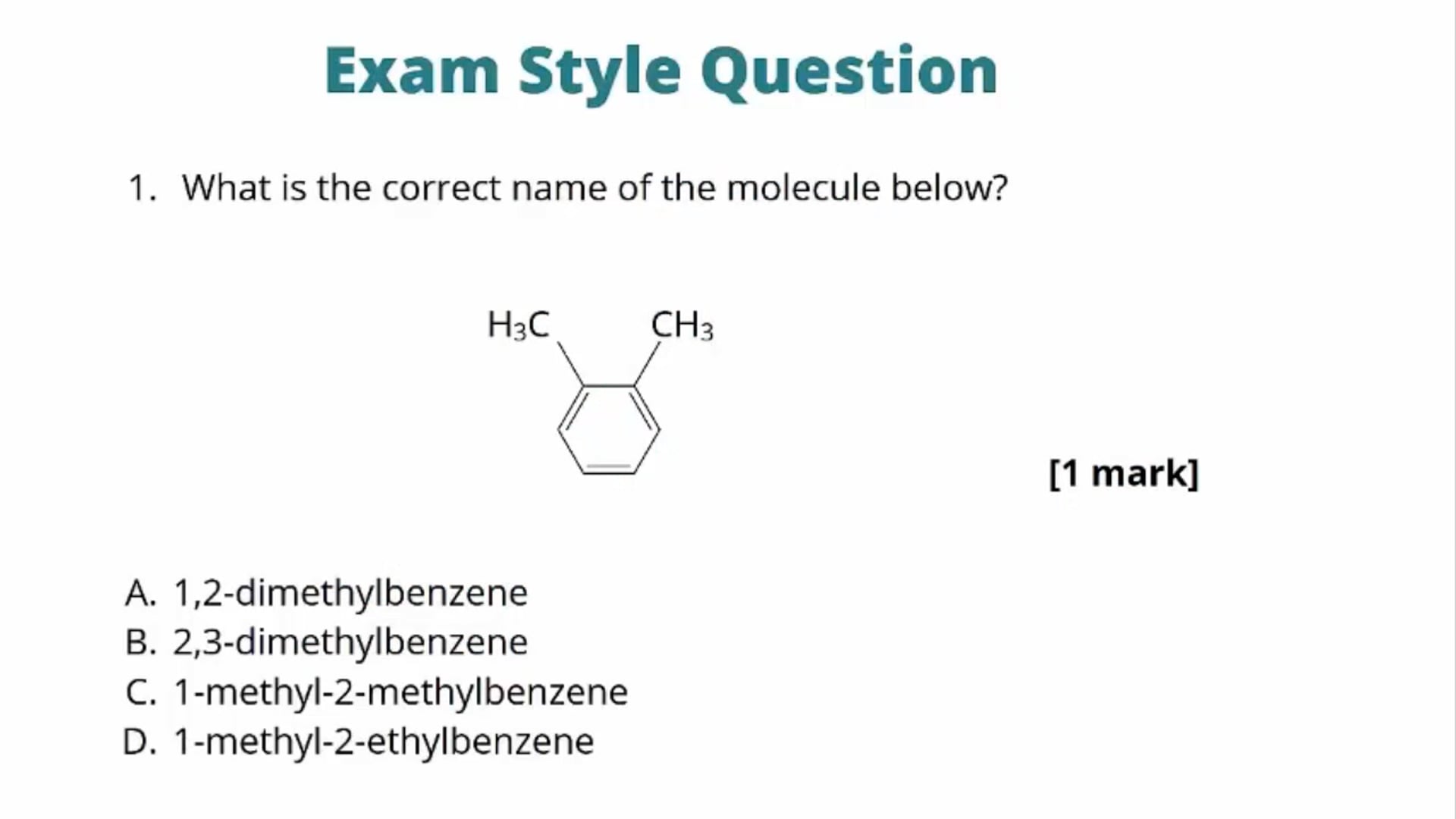 Naming Aromatic Compounds Exam Question
