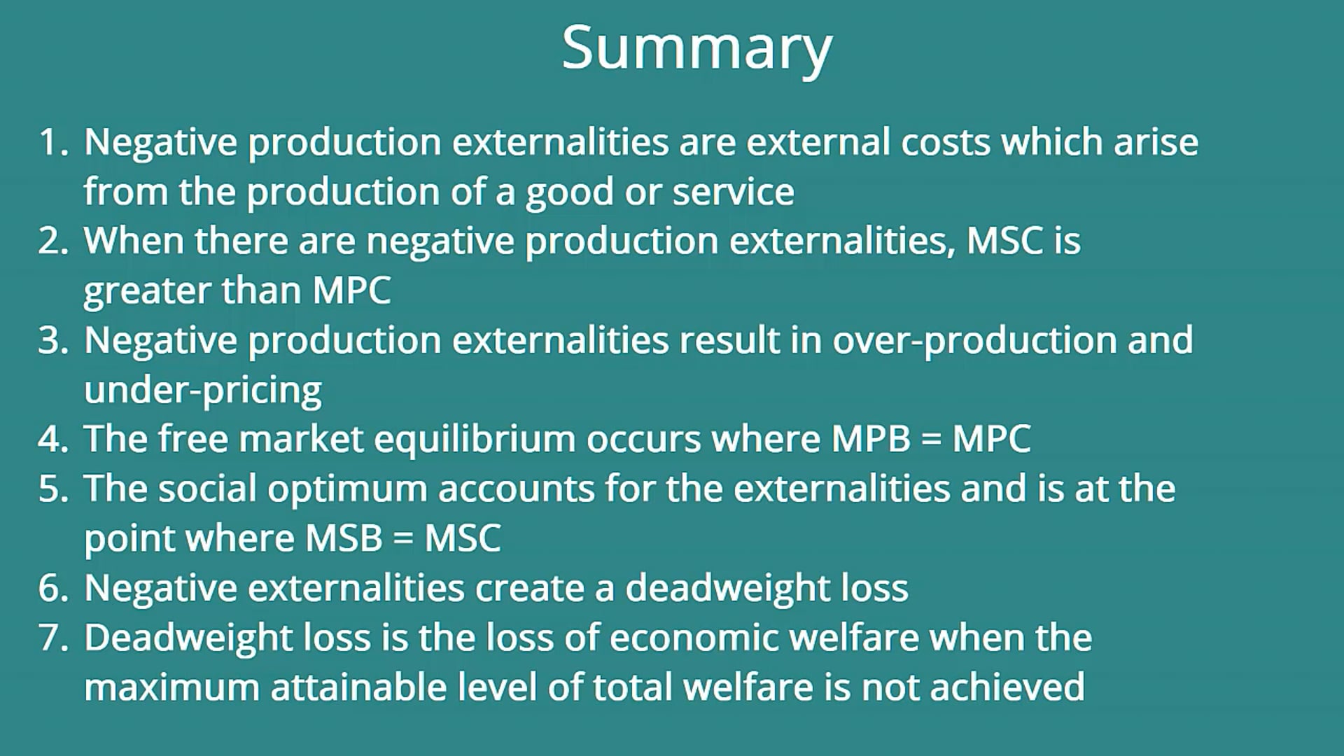 Negative Production Externalities