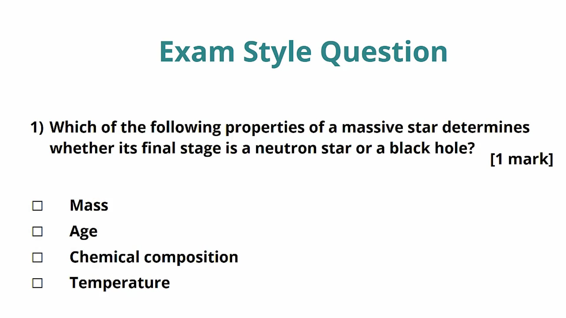 Neutron Stars and Black Holes Exam Question