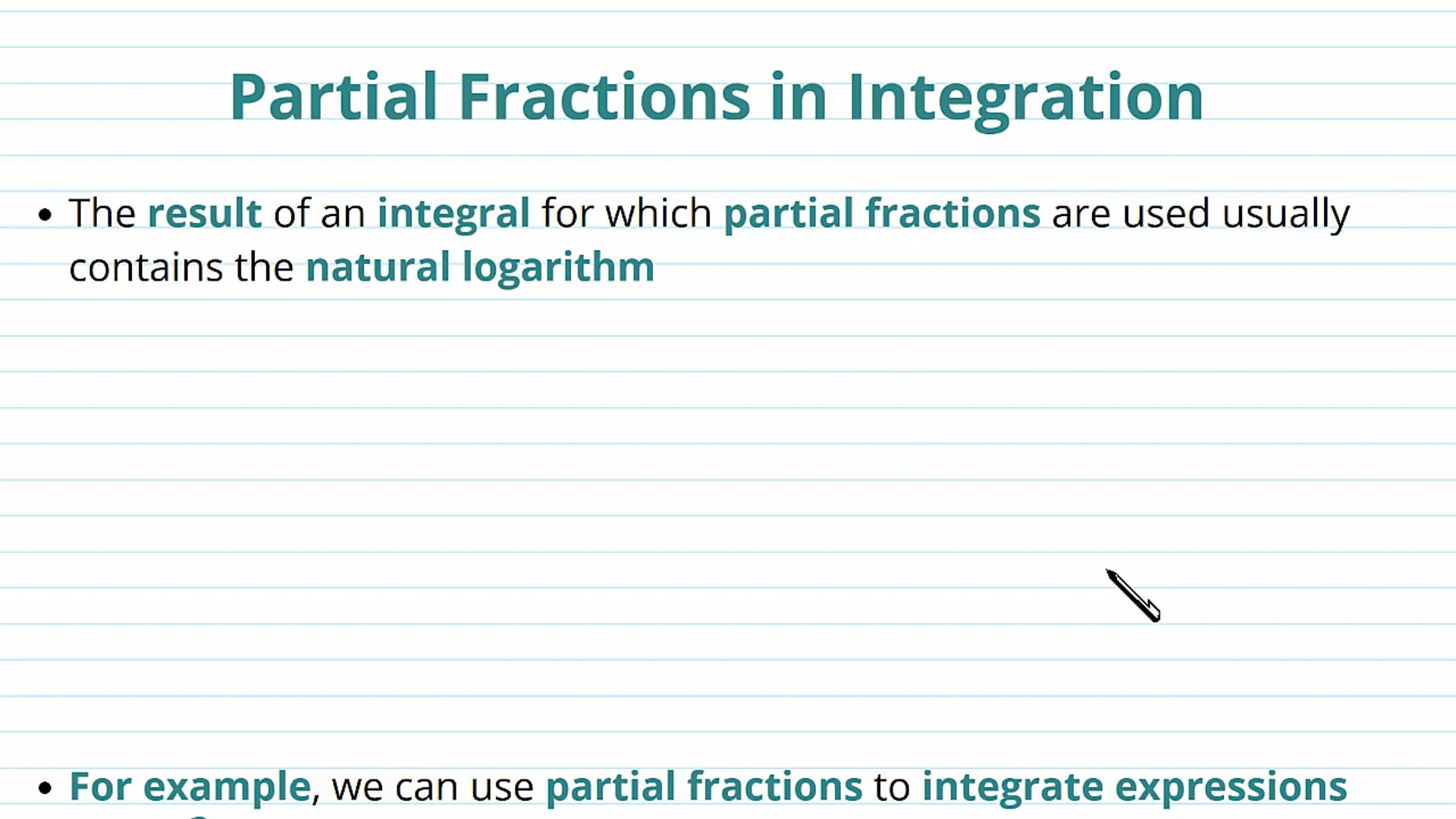 Partial Fractions in Integration