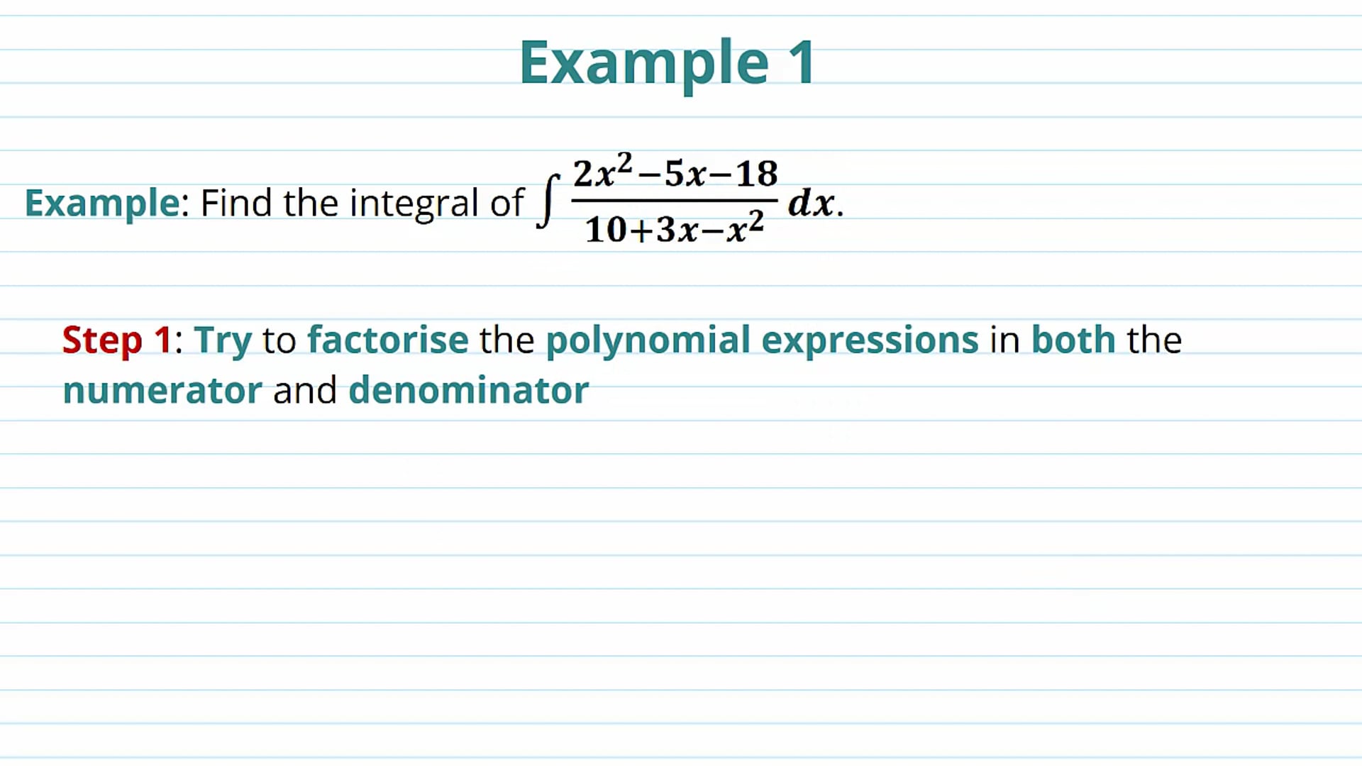 Partial Fractions in Integration Examples