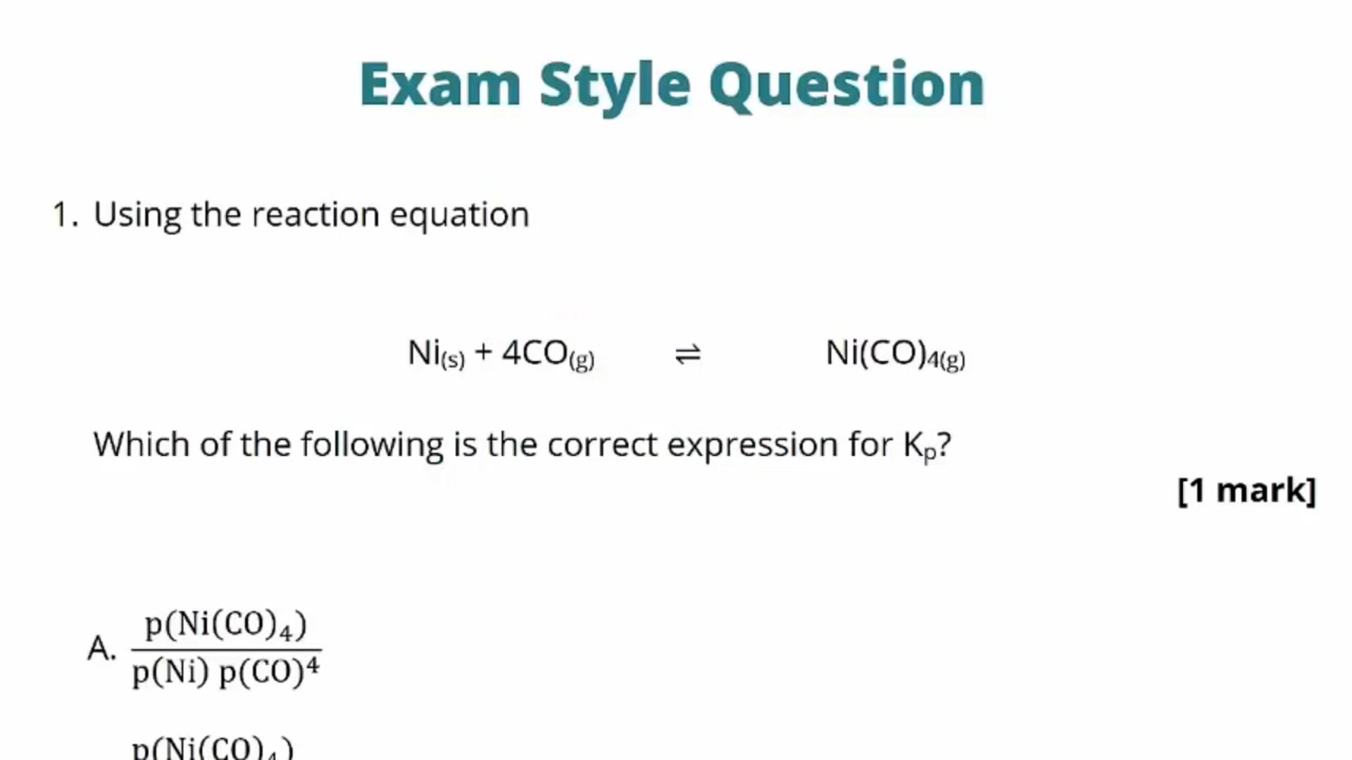 Partial Pressure Exam Question