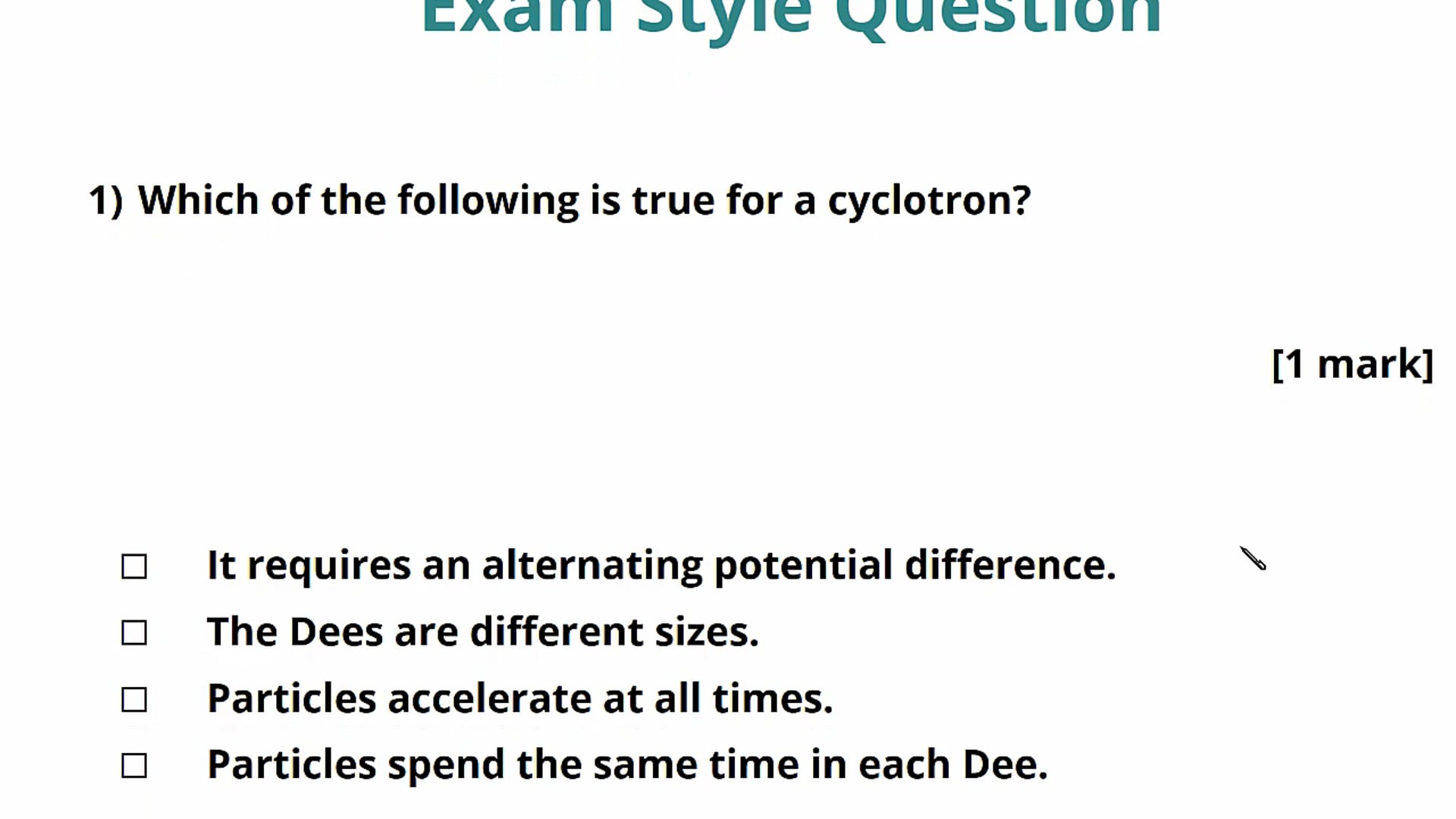 Particle Accelerators Exam Question
