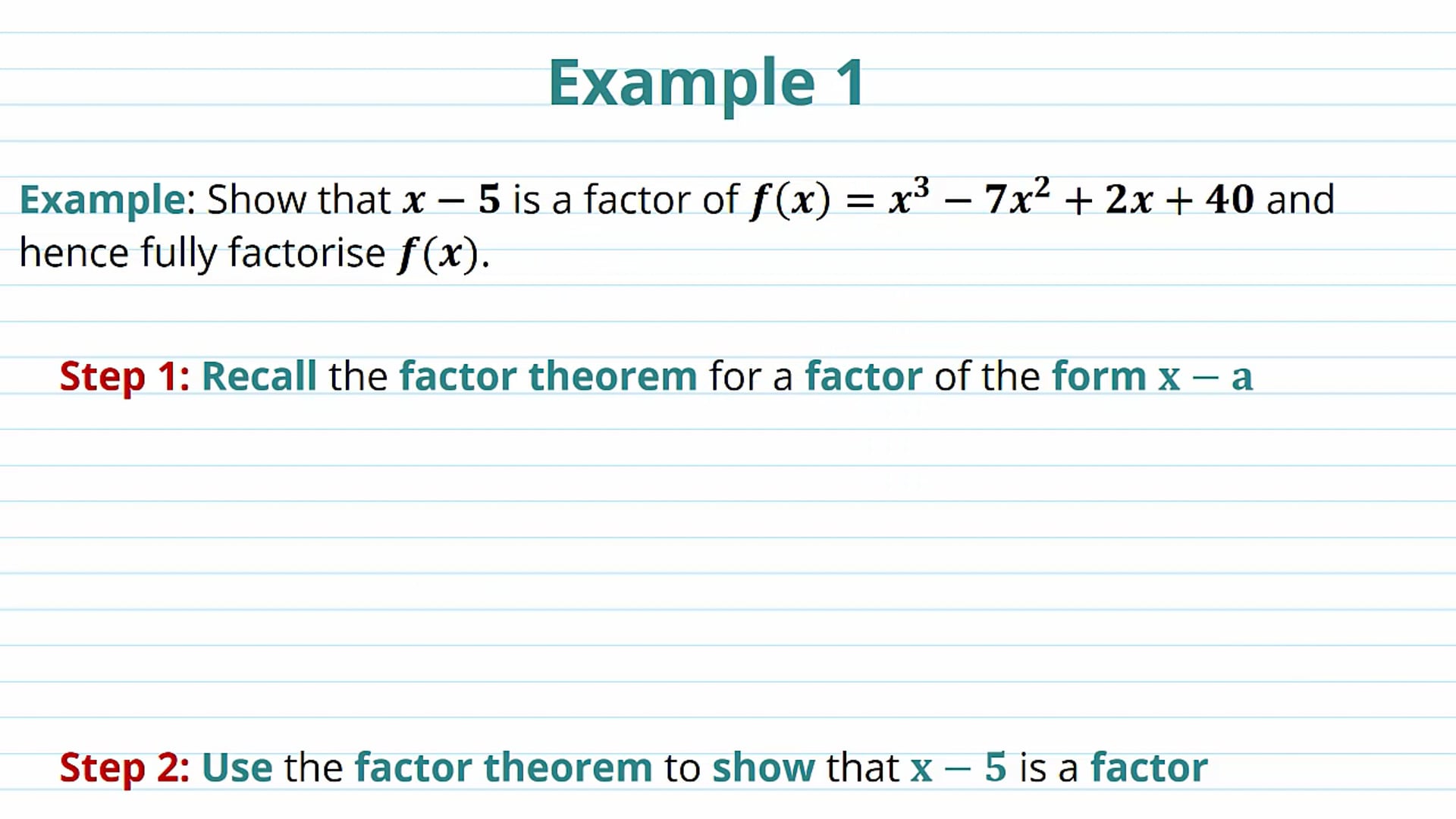 Polynomial Factorisation Examples
