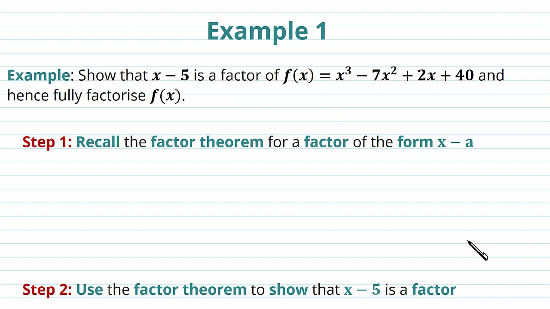 Polynomial Factorisation Examples