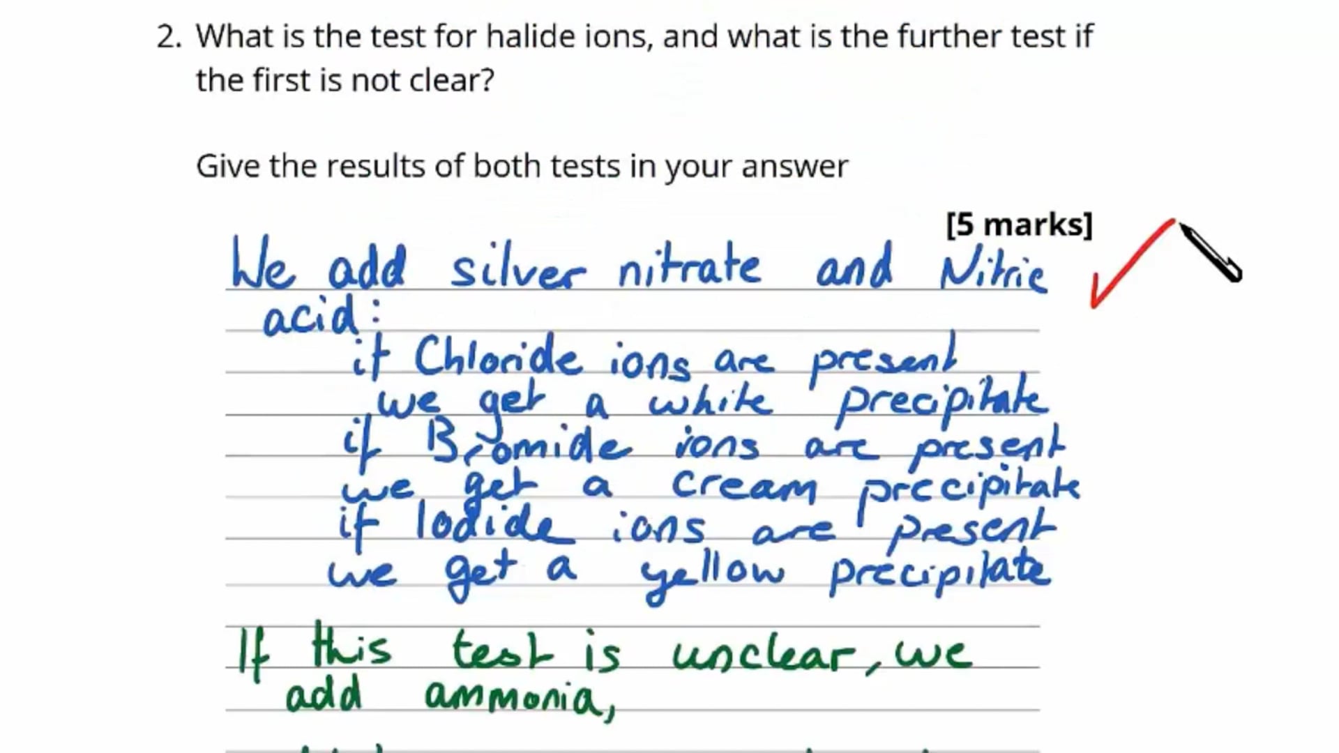 Precipitation Reactions Exam Question