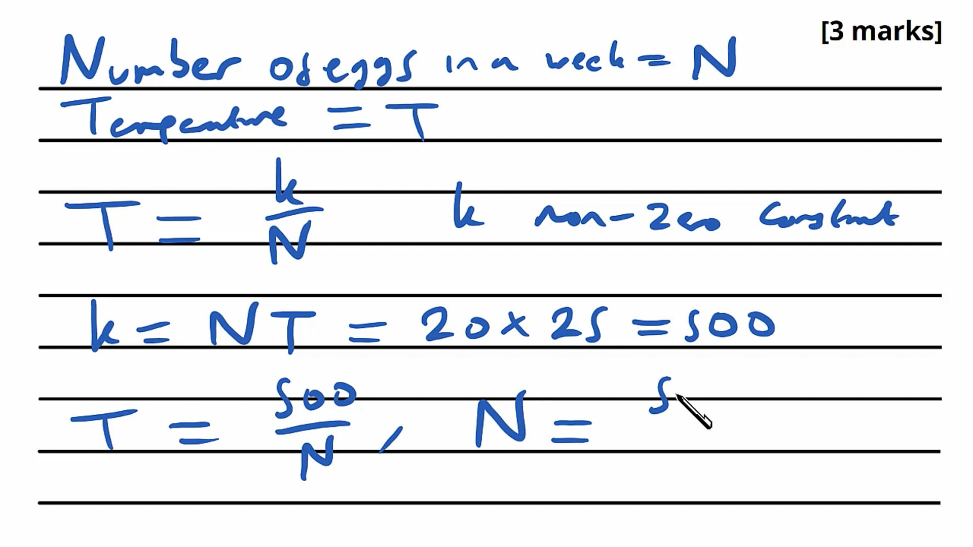 Proportional Relationships Exam Question