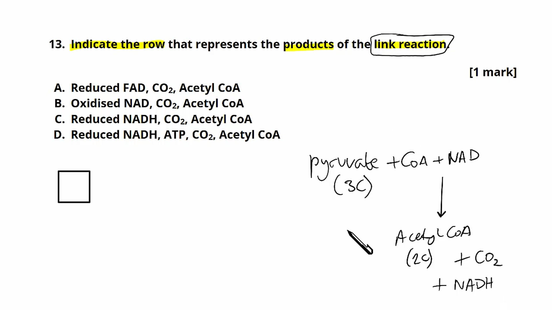 Question 13: Products of Respiration