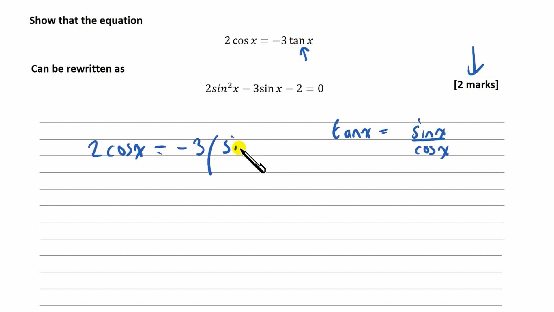 Question 9: Trig Equations &amp; Identities