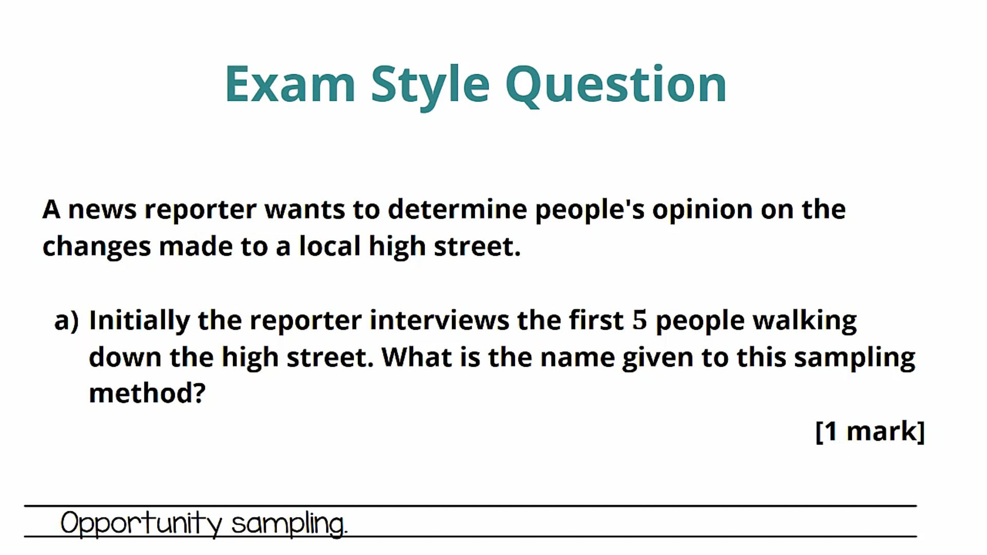 Quota, Opportunity and Self-Selecting Sampling Exam Question