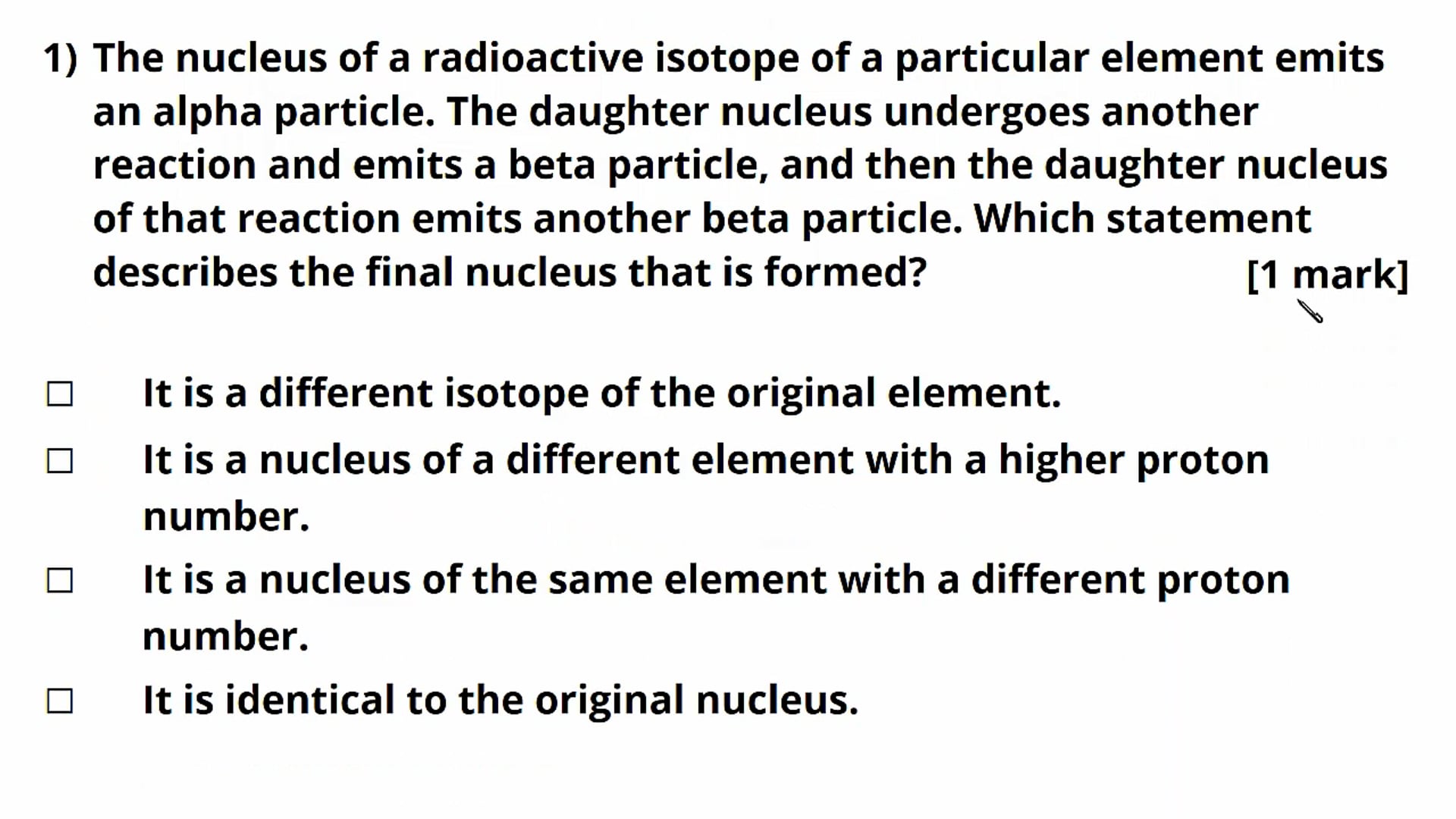 Radioactive Decay Exam Question