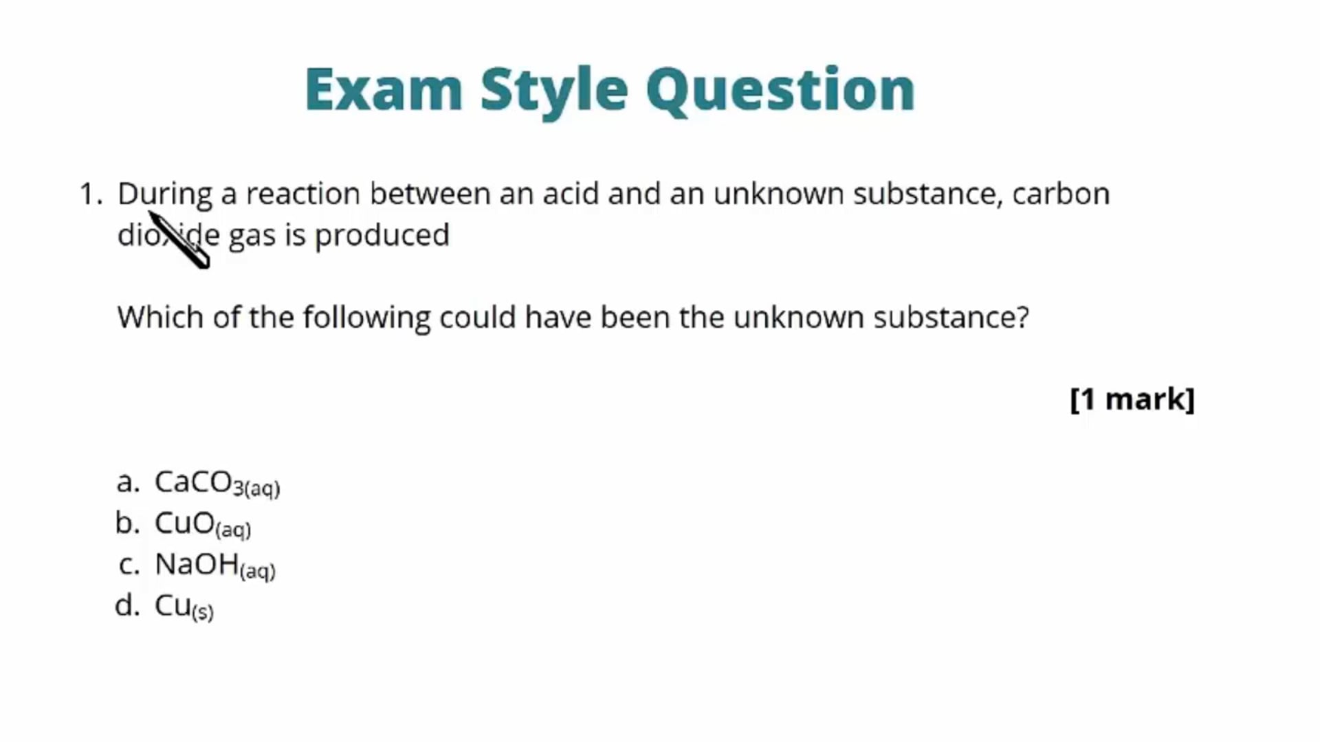 Reactions of Acids and Bases Exam Question