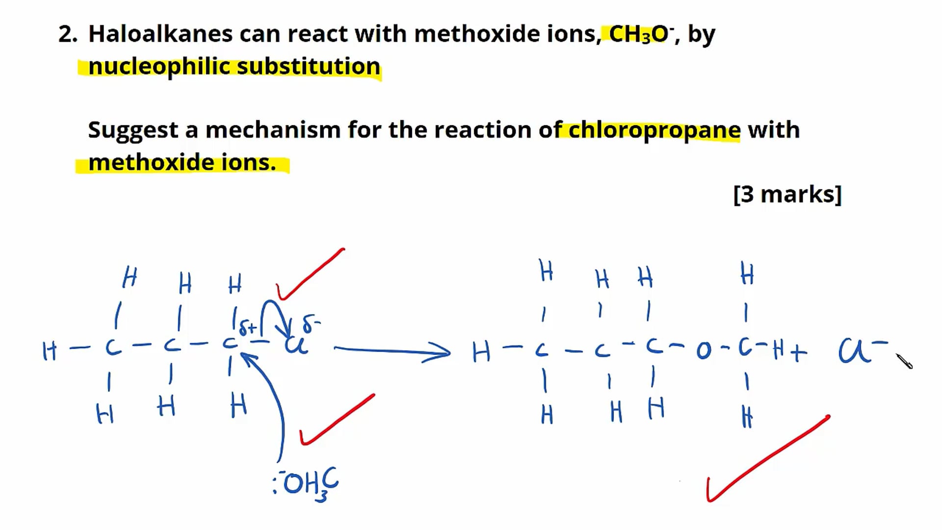 Reactions of Haloalkanes Exam Question