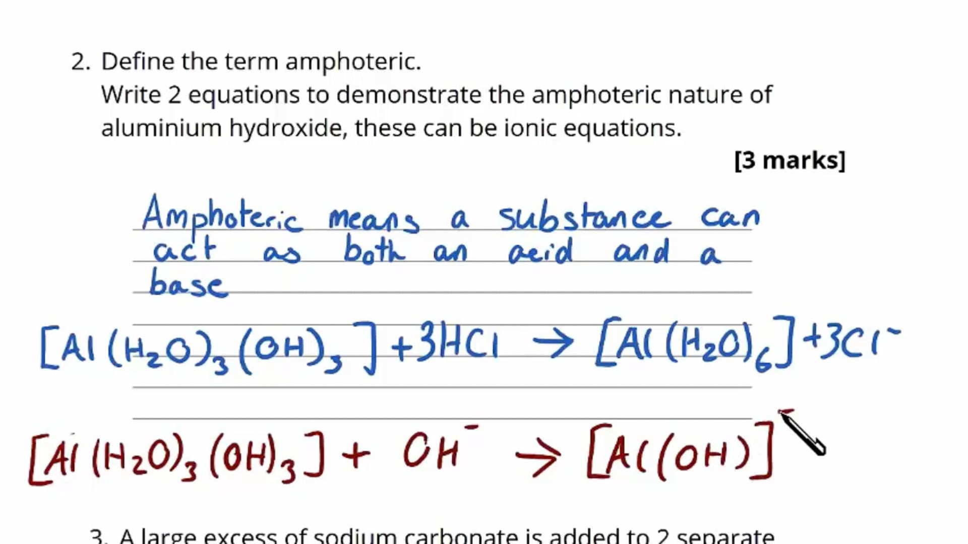 Reactions of Ions in Solution Exam Question