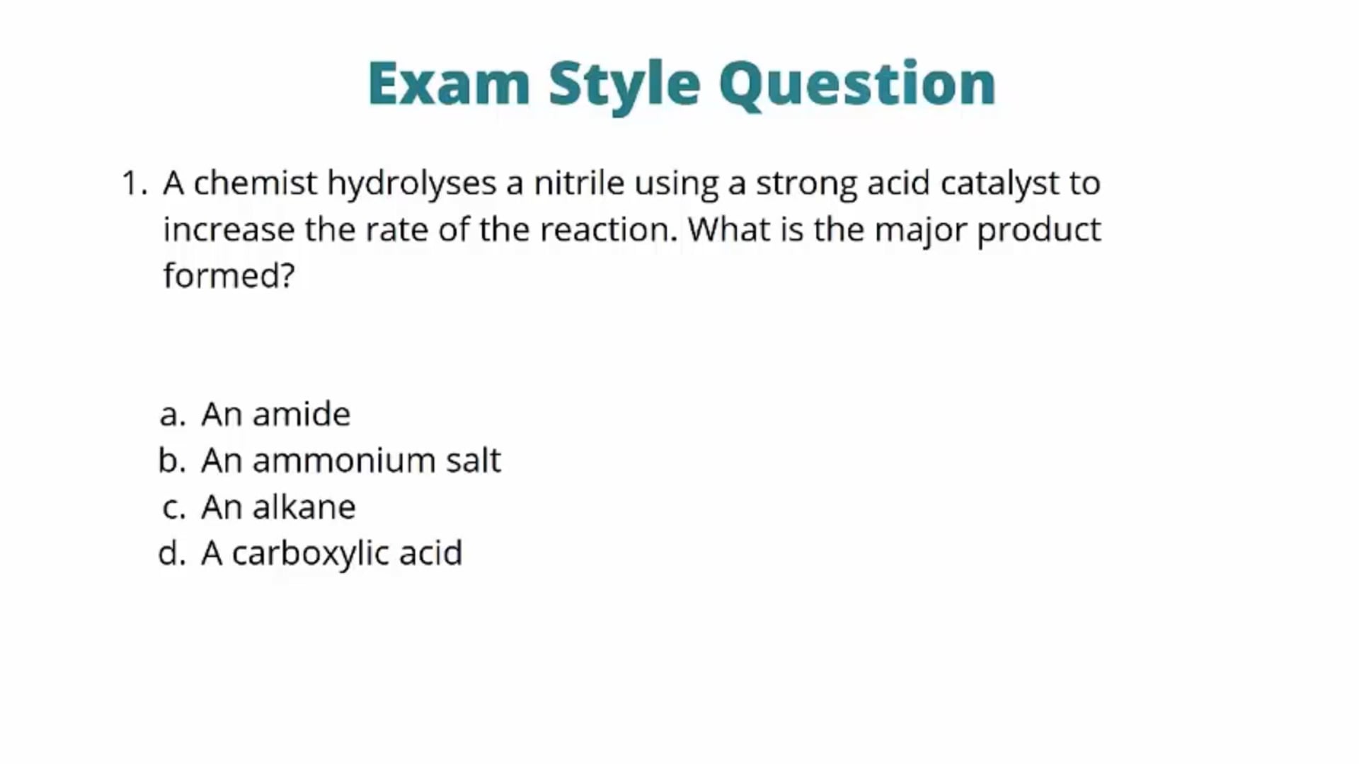 Reactions of Nitriles Exam Question