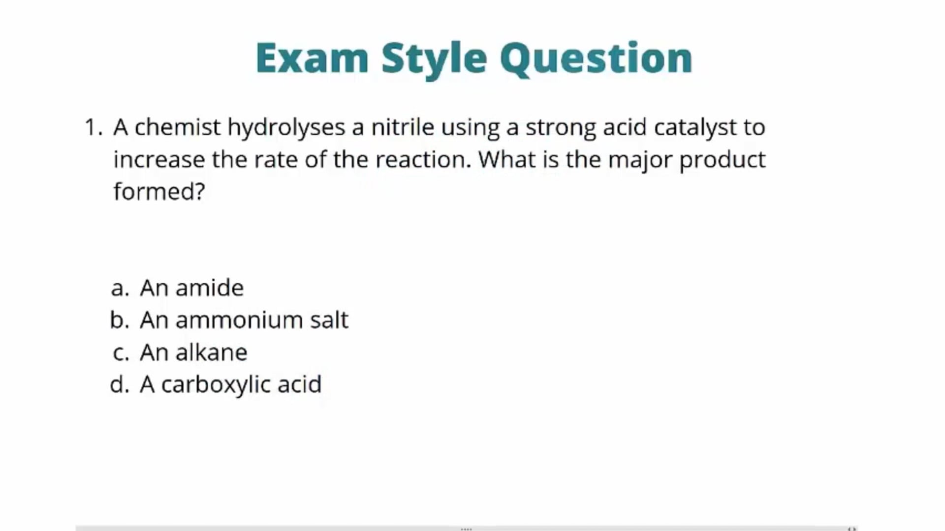 Reactions of Nitriles Exam Question
