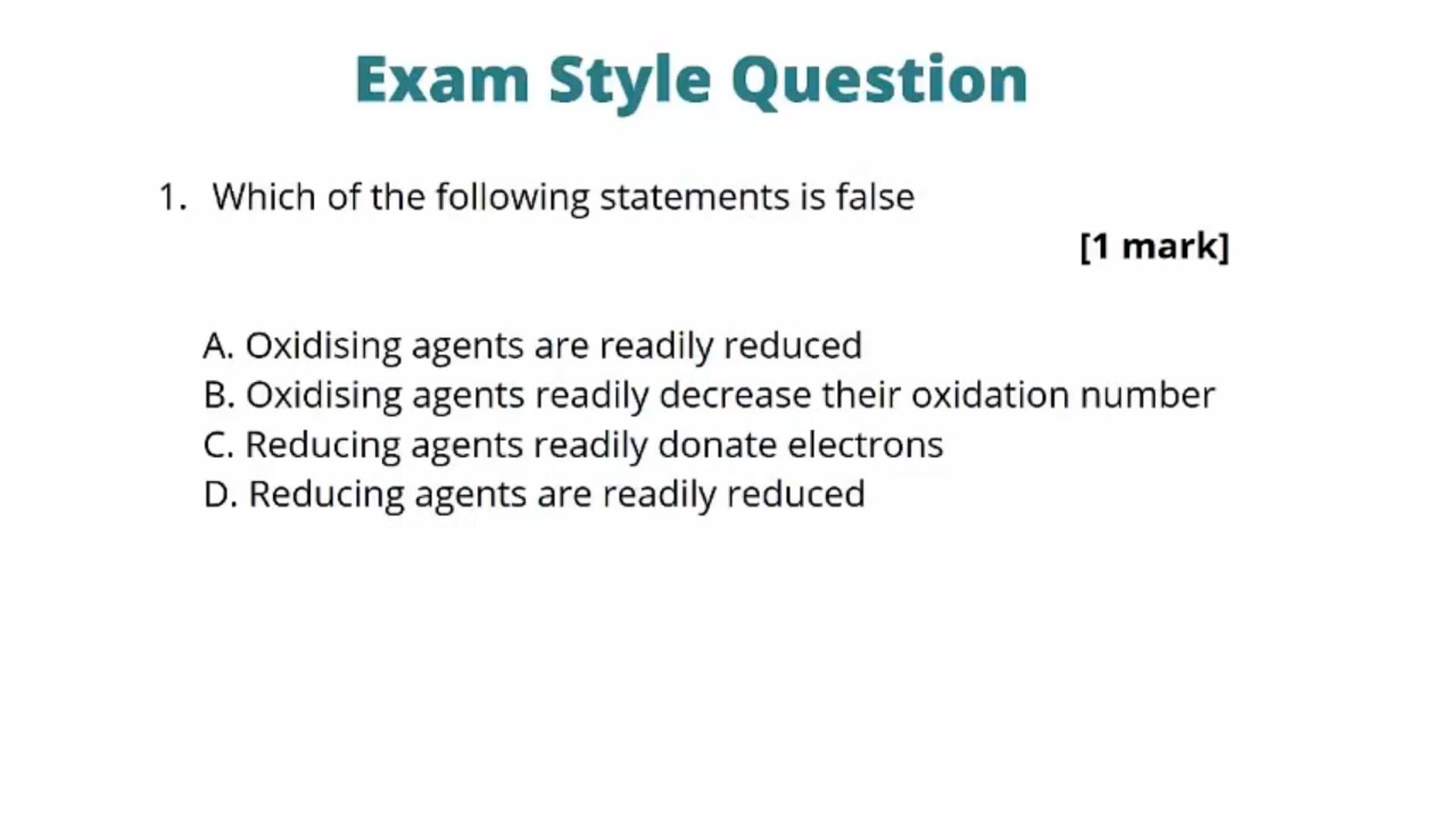 Redox Equations Exam Question