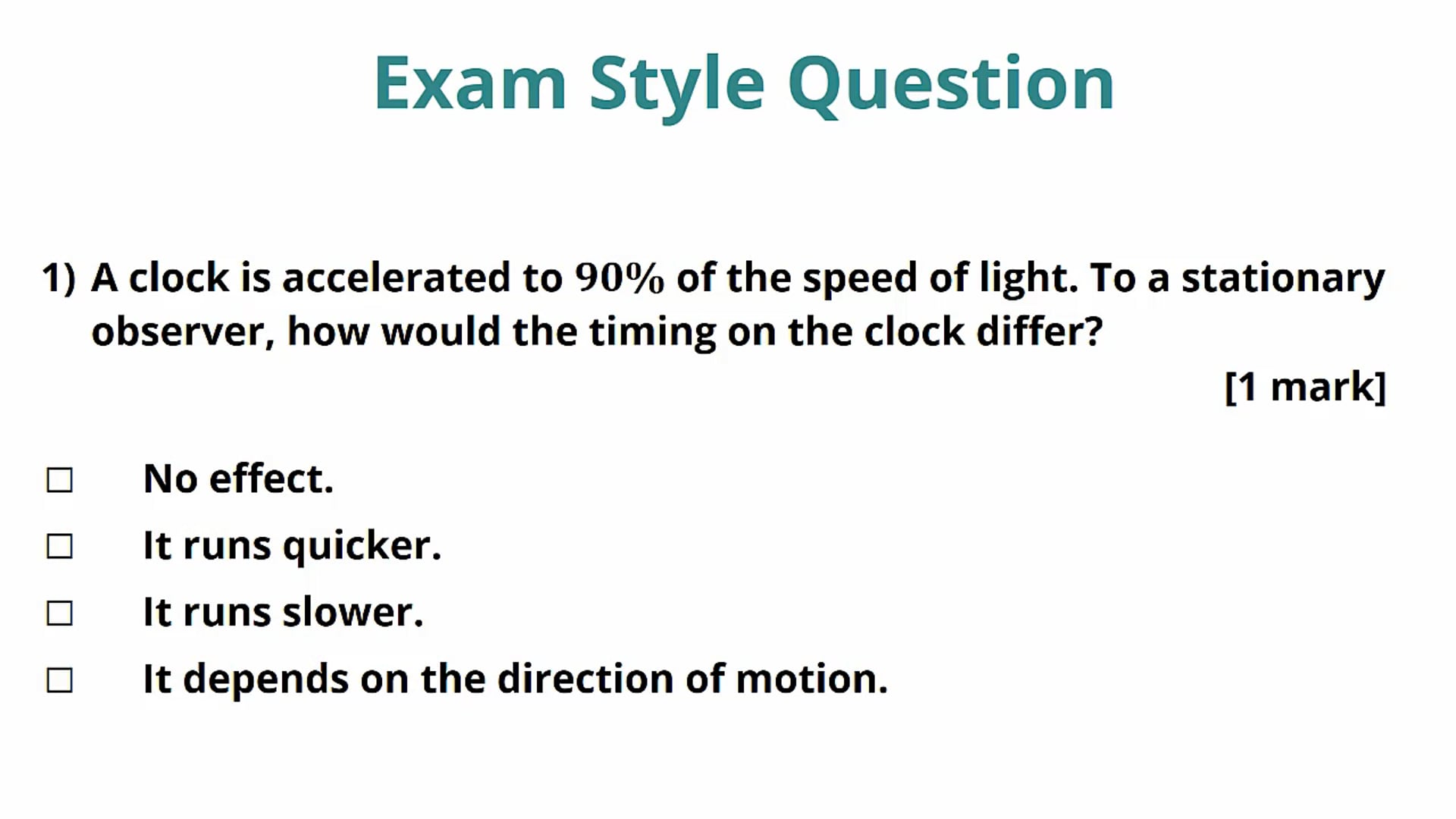 Relativistic Exam Question