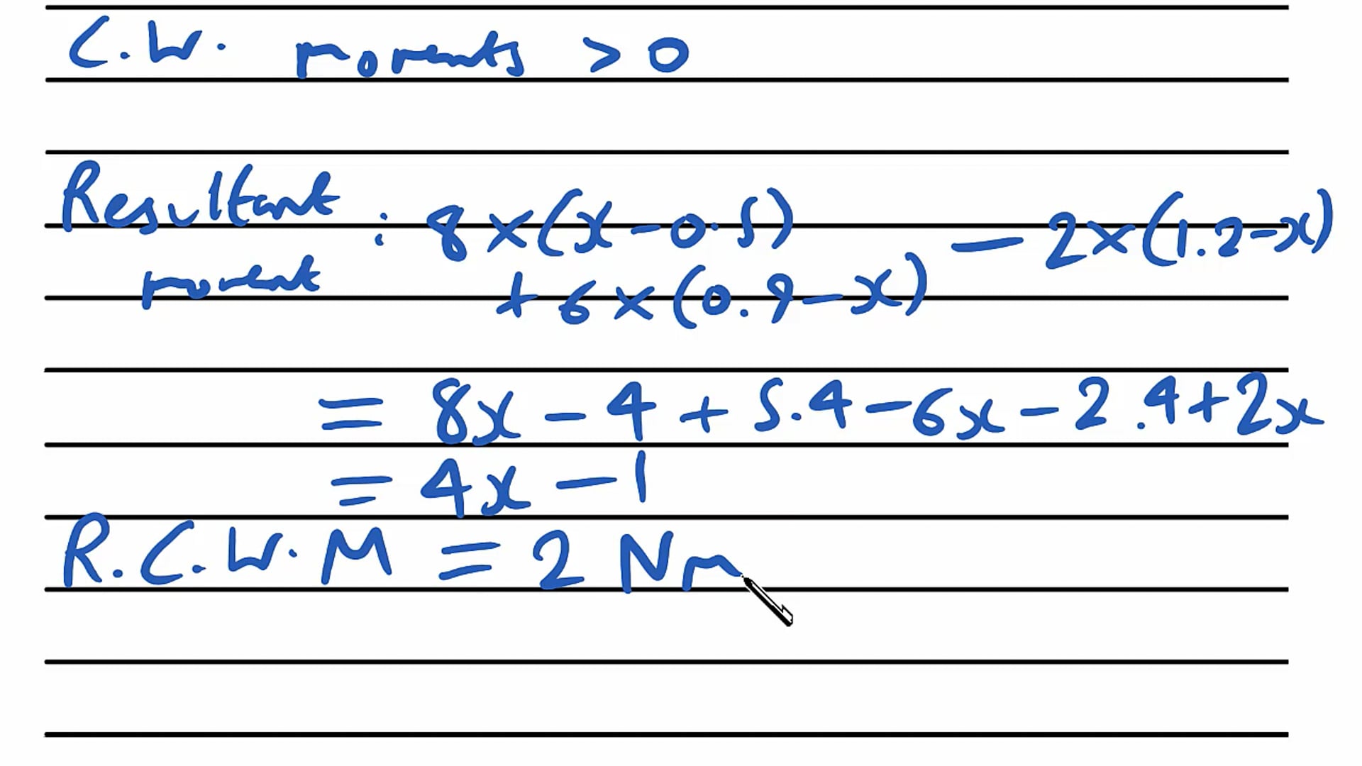 Resultant Moments Exam Question