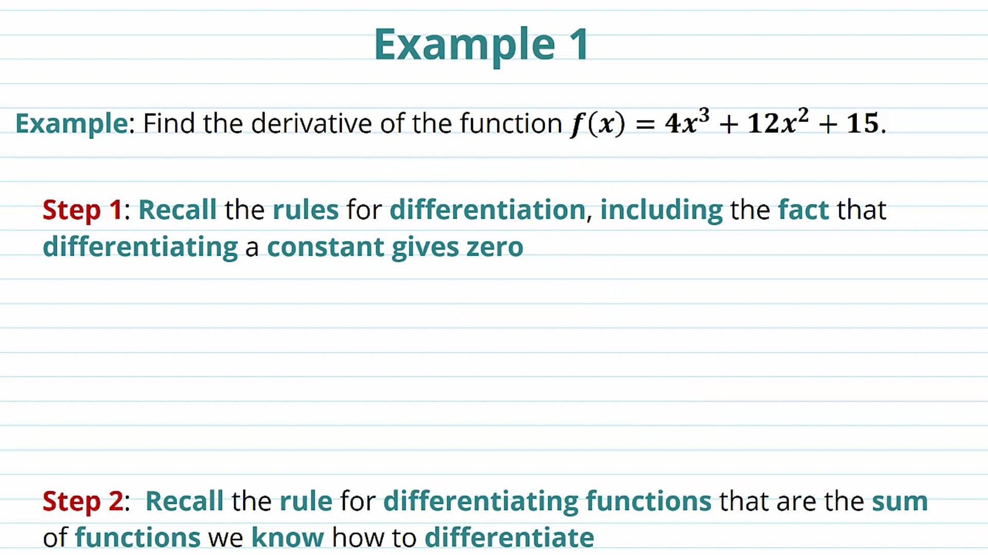 Rules for Differentiation Examples