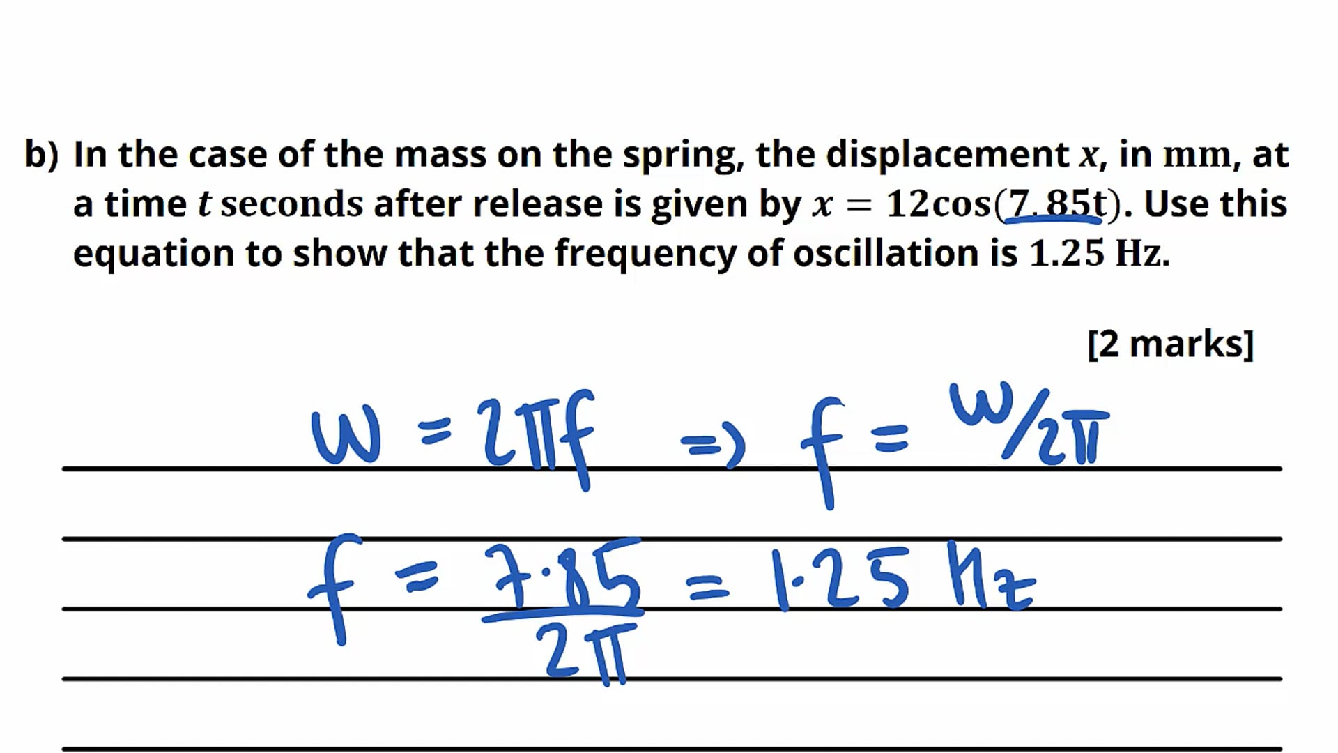 Solutions to SHM Exam Question