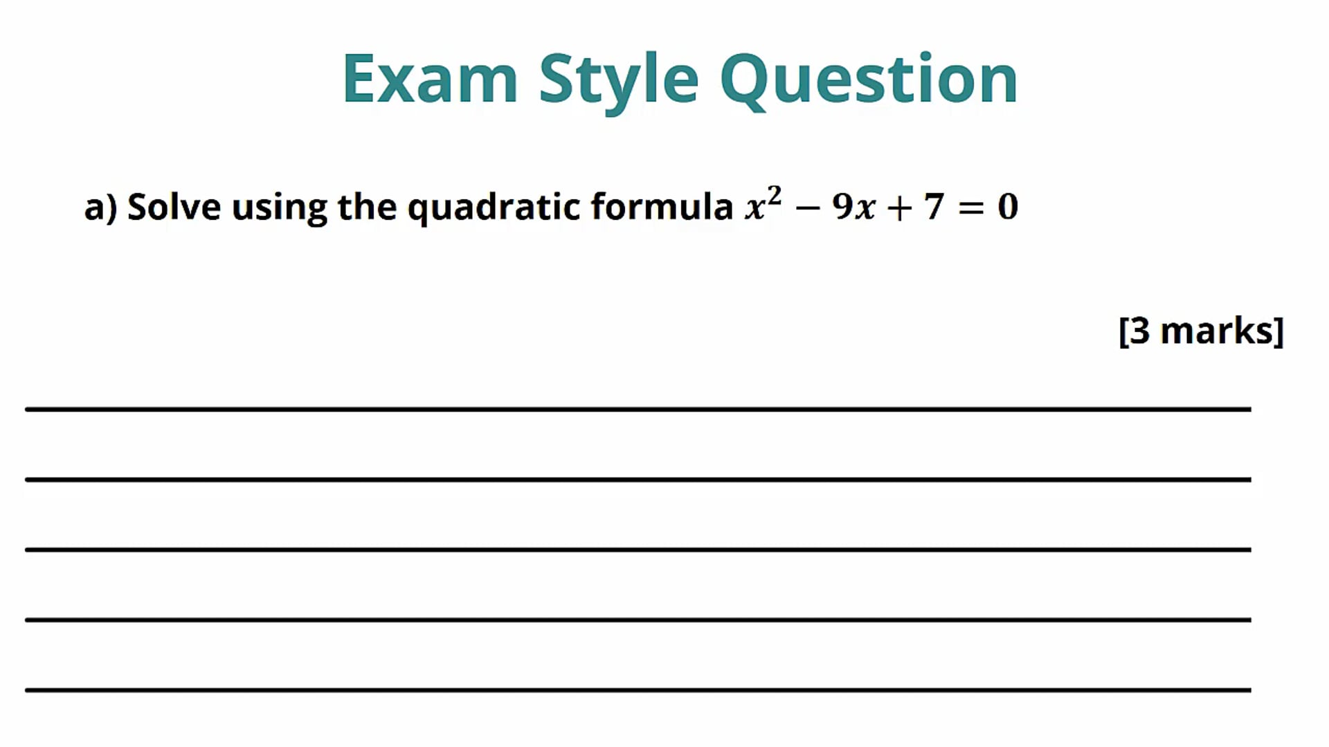 Solving Quadrating Equations Exam Question