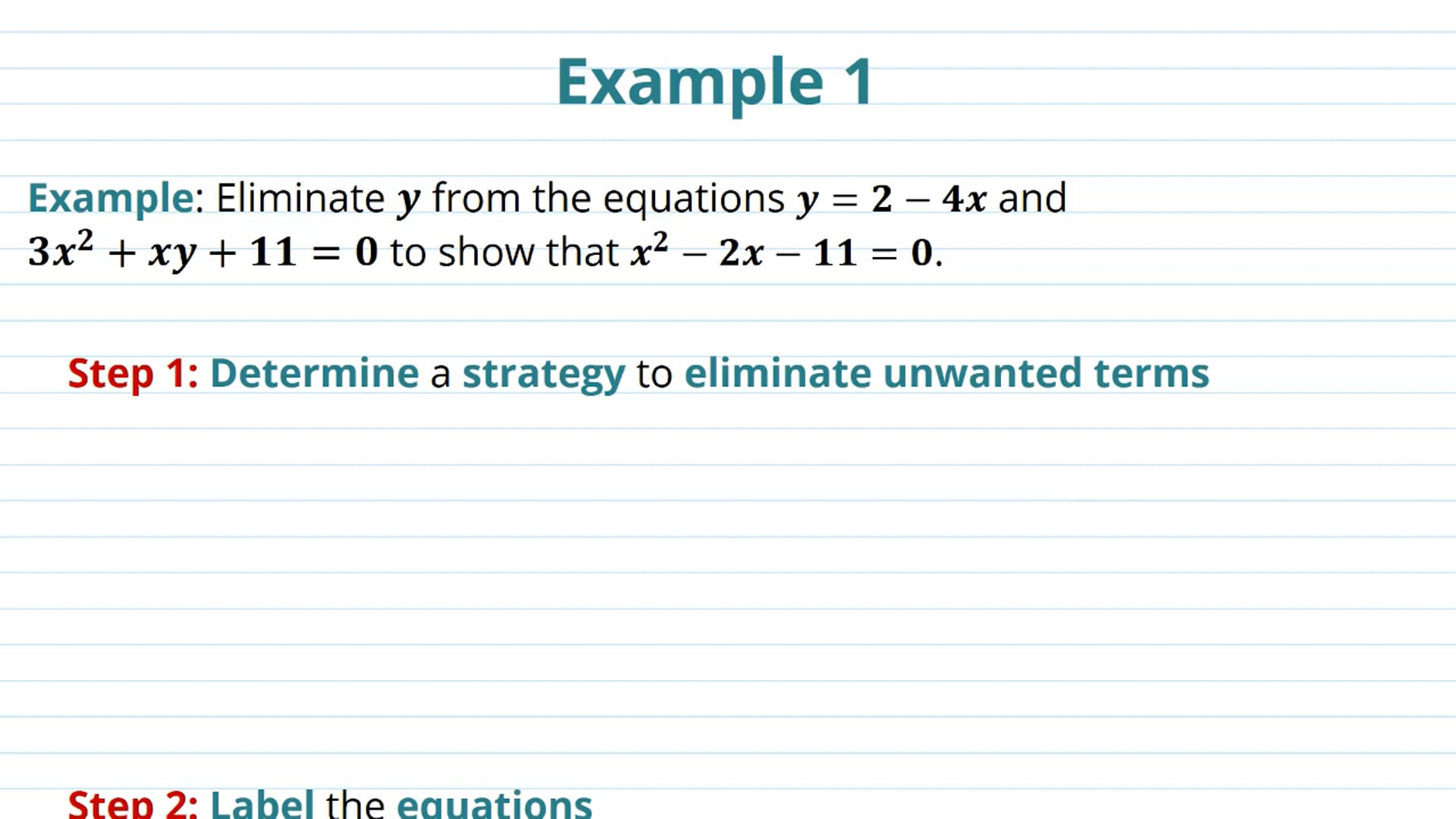 Solving Simultaneous Equations by Eliminating Variables Examples