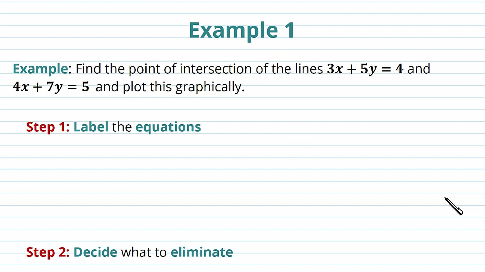 Solving Simultaneous Equations Graphically Examples