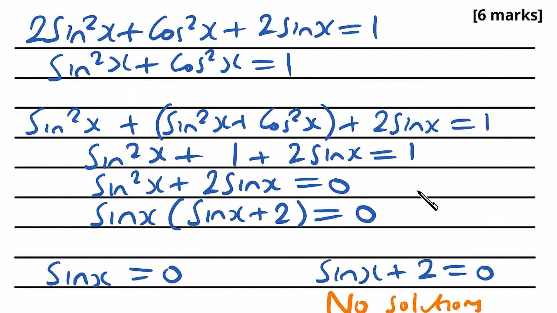 Solving Trigonometric Equations Exam Question