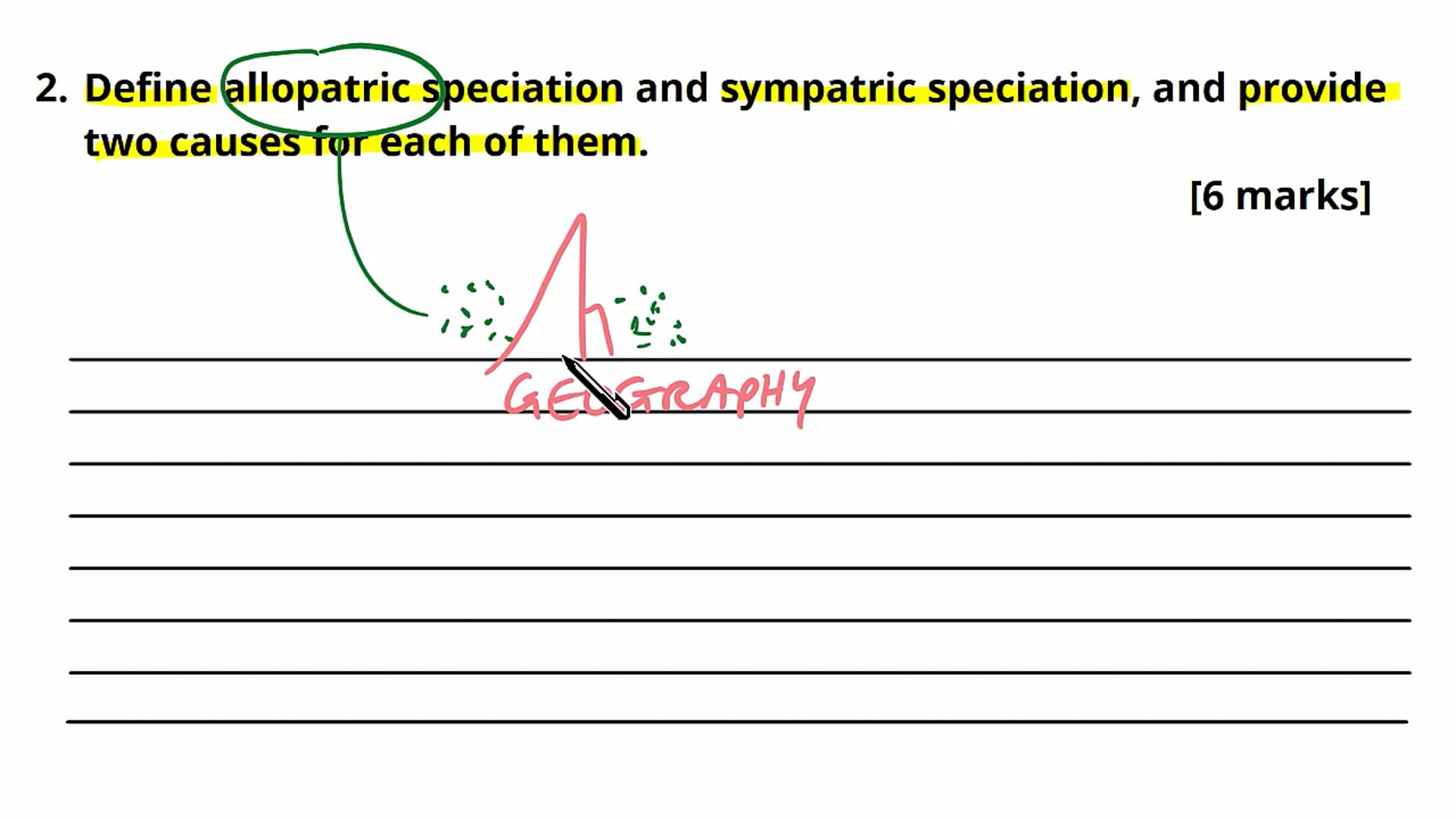 Speciation Exam Question