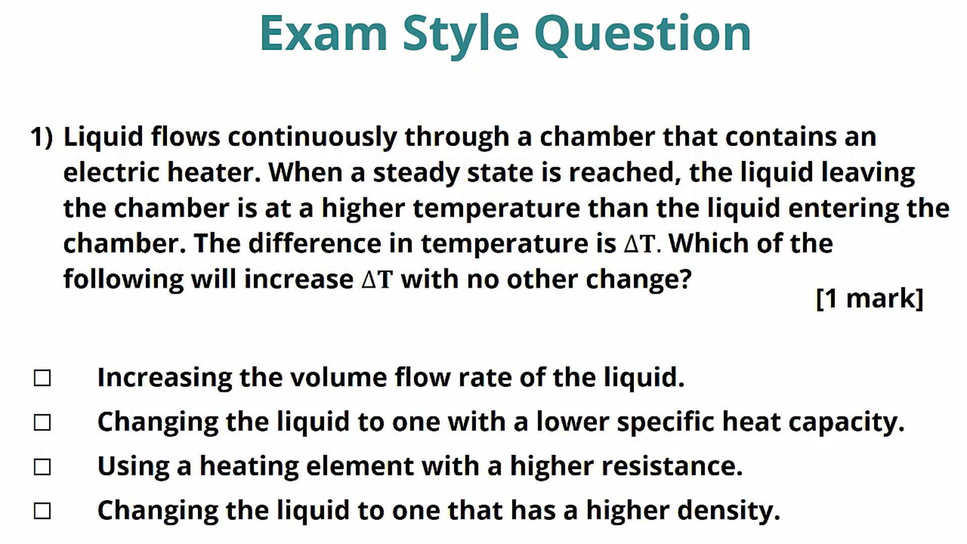 Specific Heat Capacity Exam Question
