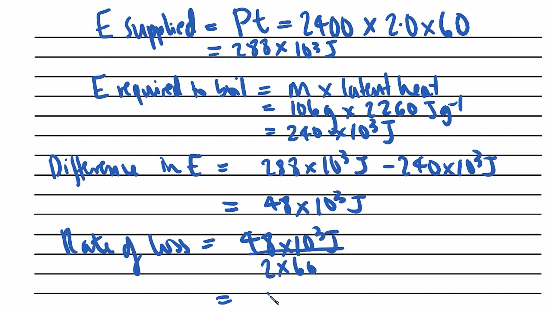 Specific Latent Heat Exam Question
