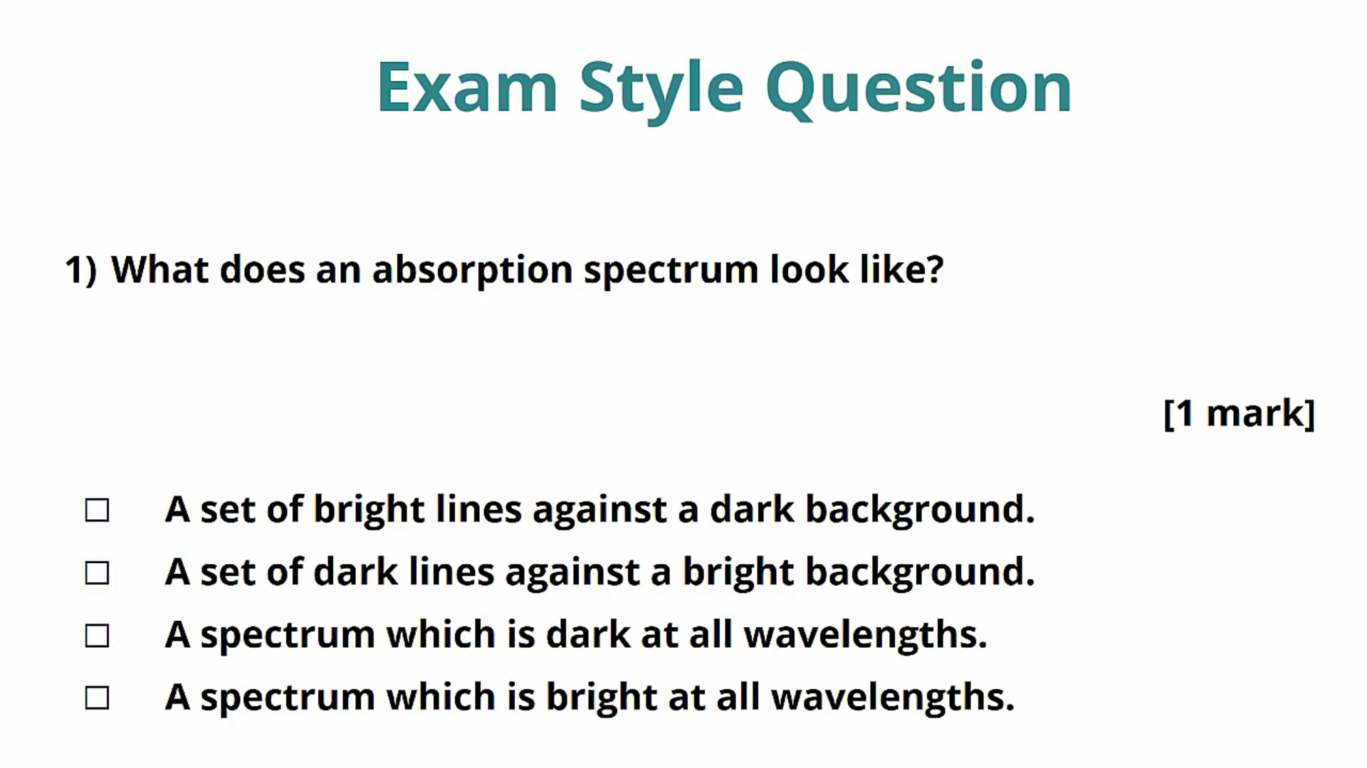 Spectra Exam Question