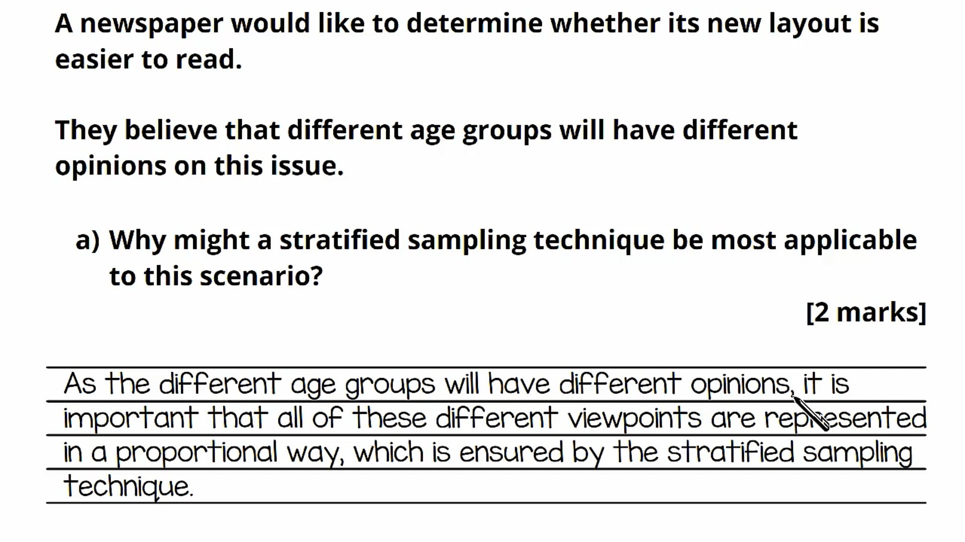 Stratified Random Sampling Exam Question